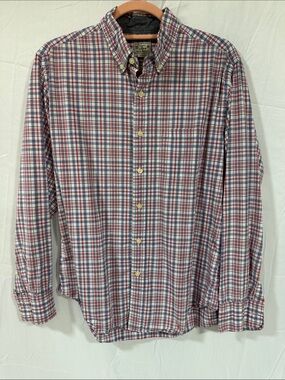 J. Crew, Mens Sz Medium, Button Down Collar, 100% Cotton, Red White & Blue EUC